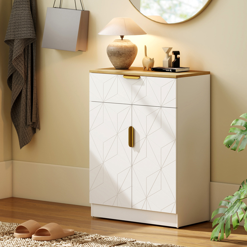 Portland 2 Door Single Drawer White Wooden Sideboard Image 4