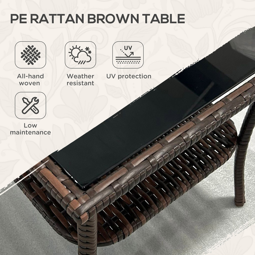 Outsunny Brown PE Rattan Coffee Table Image 4