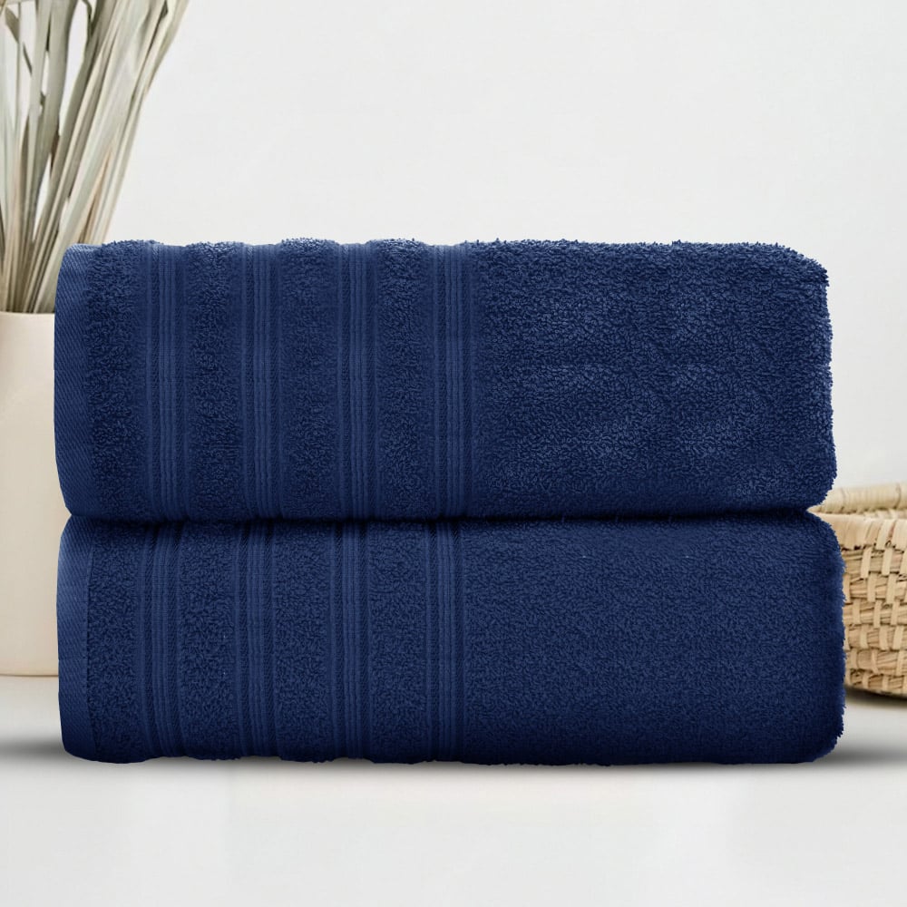 Velosso Hampi Cotton Navy Bath Towel Set of 2 Image 2