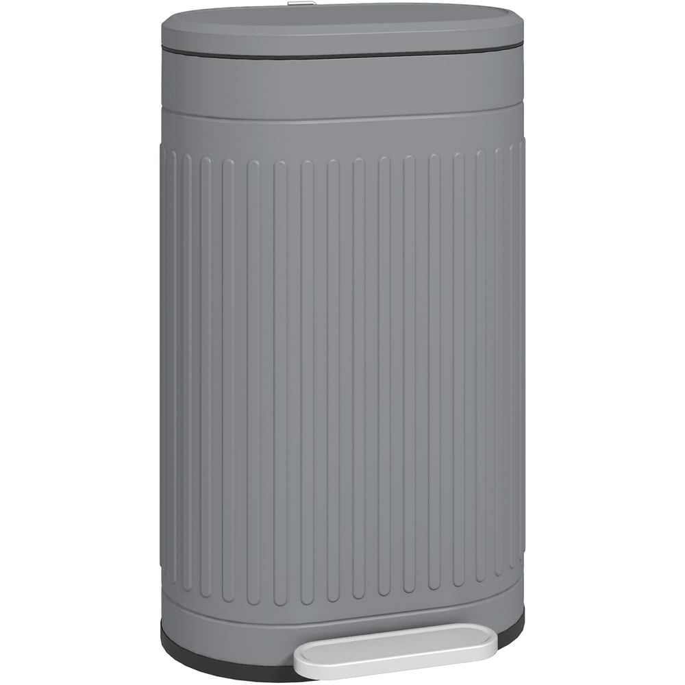 HOMCOM Grey Metal Soft Close Kitchen Pedal Bin Image 1
