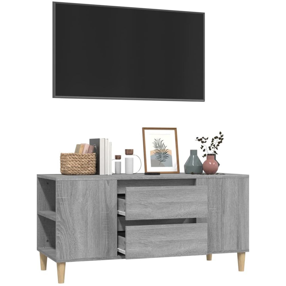 vidaXL 2 Drawer 4 Shelf Grey Sonoma TV Cabinet Image 4