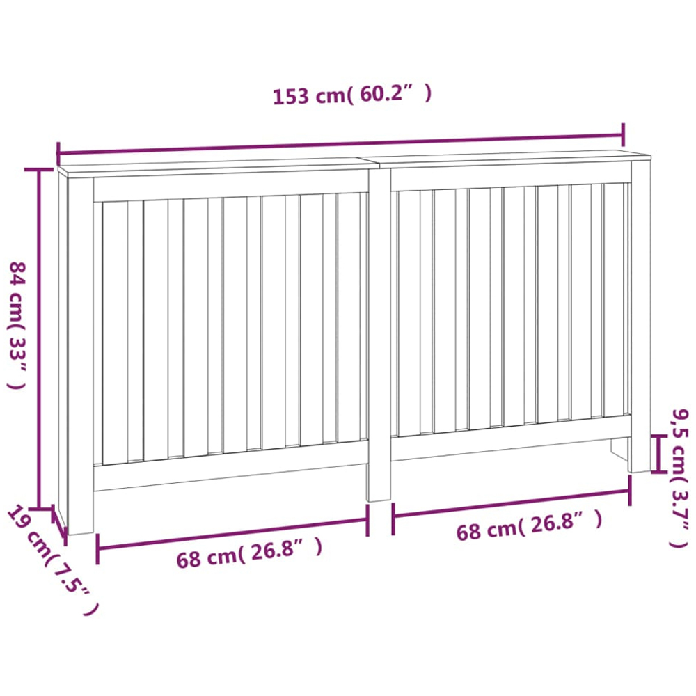 vidaXL Natural Pine Wood Radiator Cover 840 x 1530mm Image 6