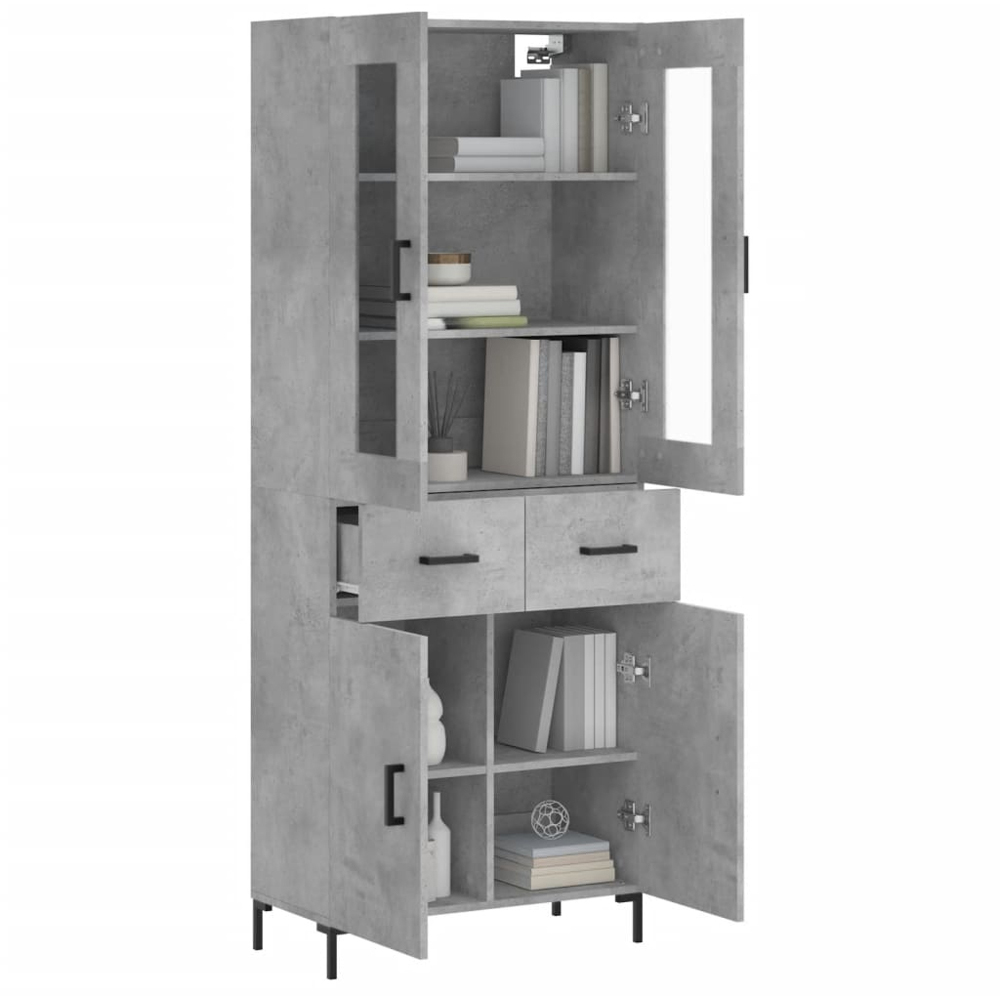 vidaXL 4 Door 2 Drawer Concrete Grey Highboard Image 3