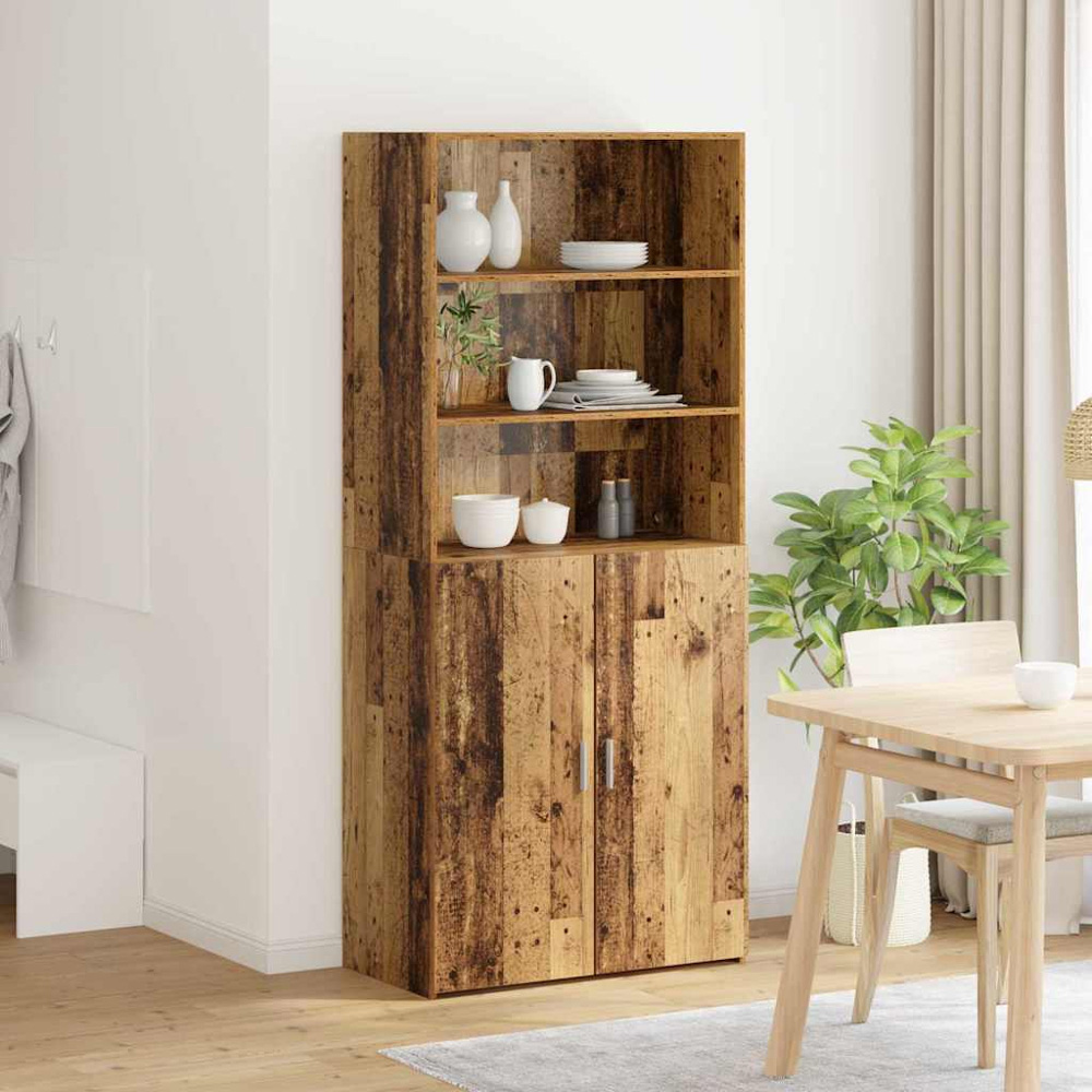vidaXL 2 Door 3 Shelf Old Wood Sideboard Image 4