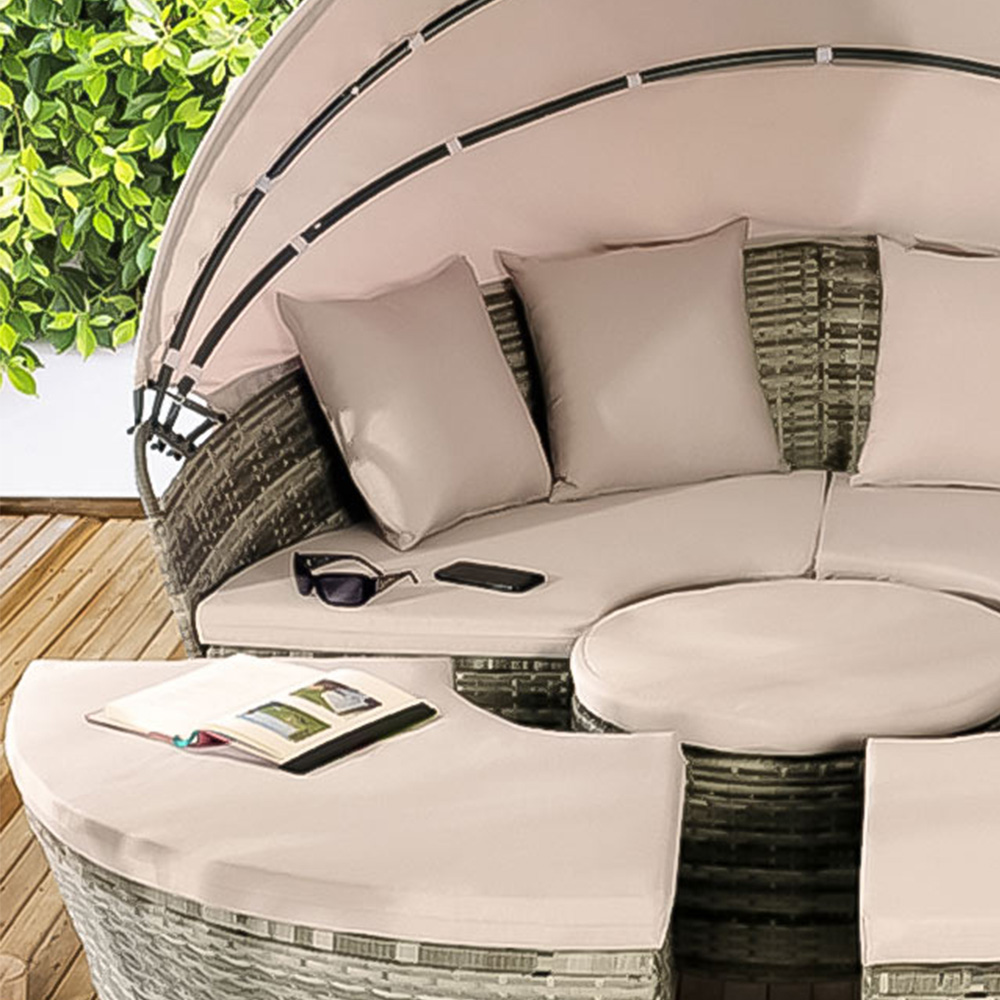 Brooklyn Luxury 8 Seater Grey Rattan Sun Lounger Sofa Set with Canopy 180cm Image 2