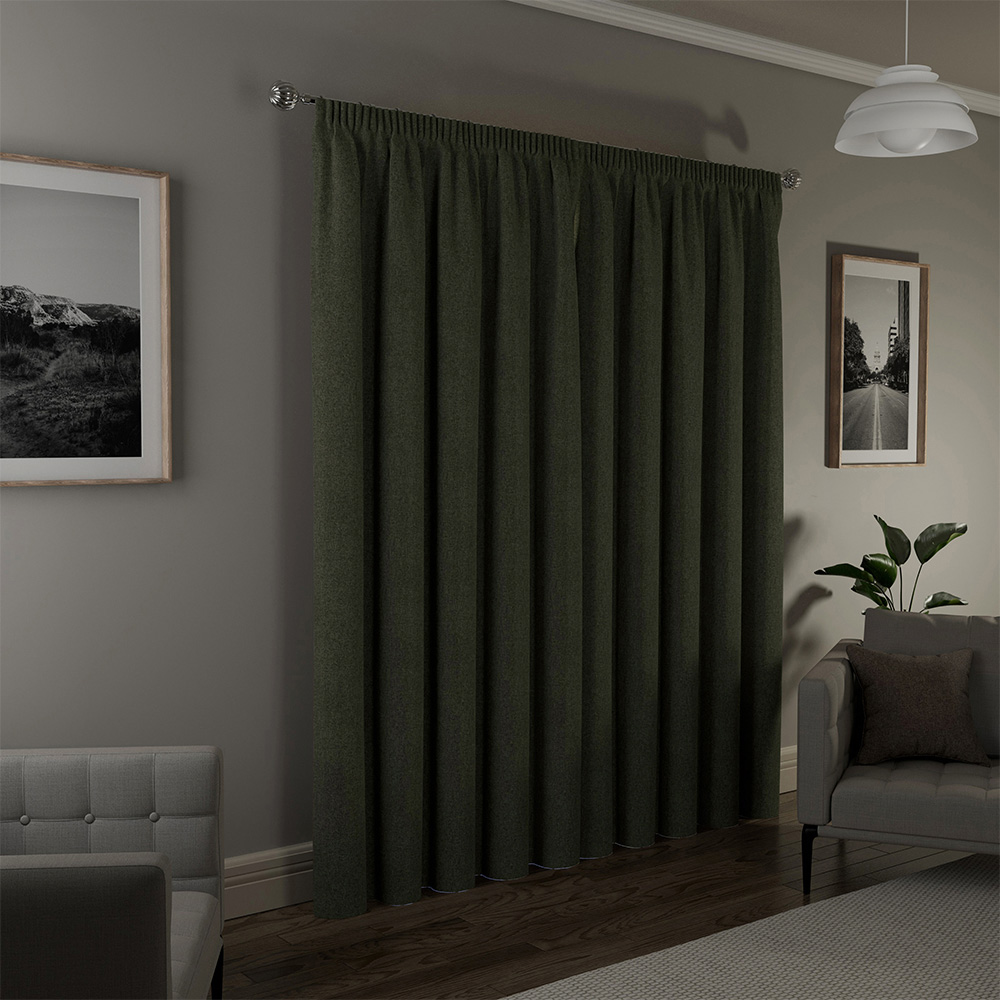 Enhanced Living Dallas Green Thermal Blackout Pencil Pleat Curtains 168 x 183cm Image 2