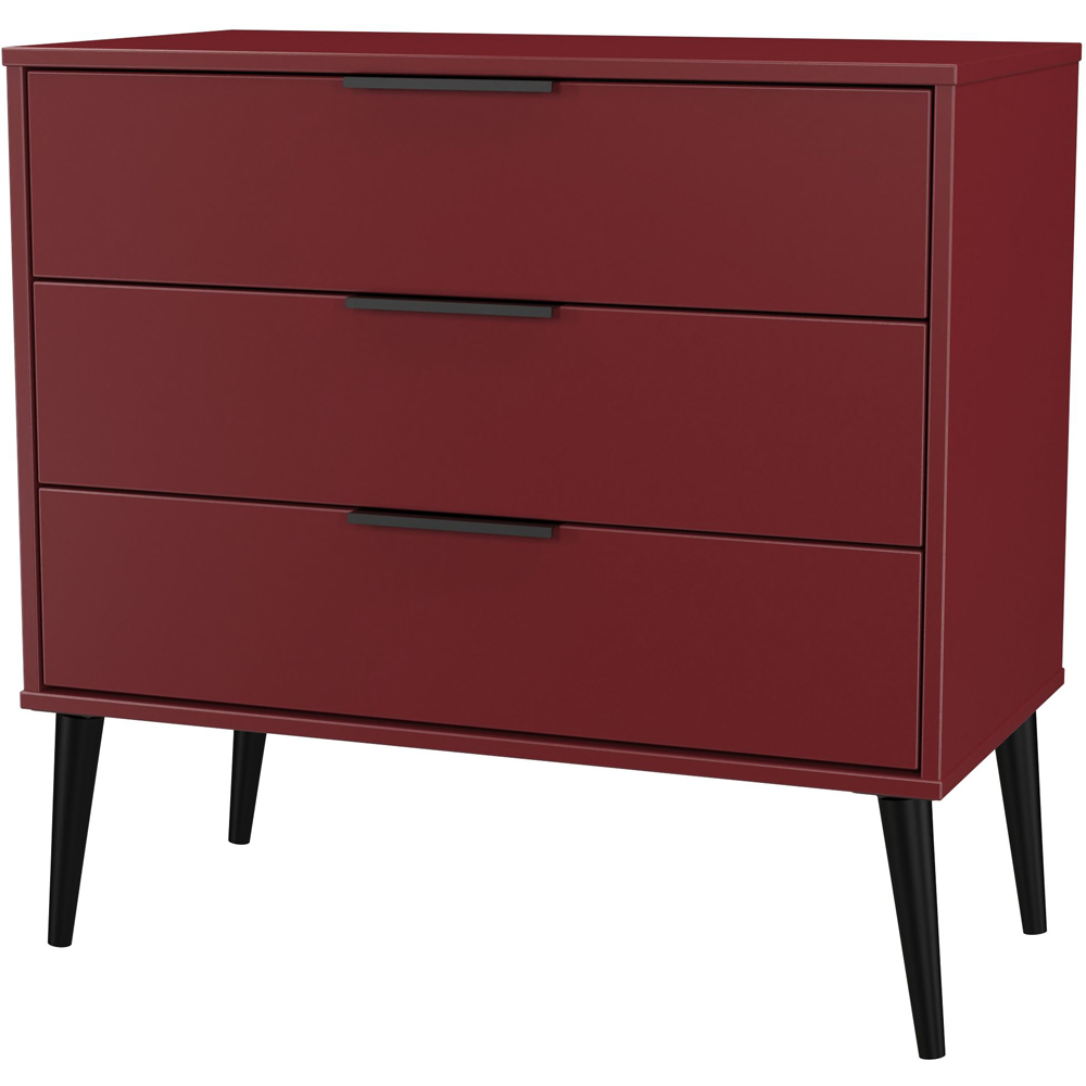 Crowndale Hong Kong 3 Drawer Red Matt Chest of Drawers Ready Assembled Image 4