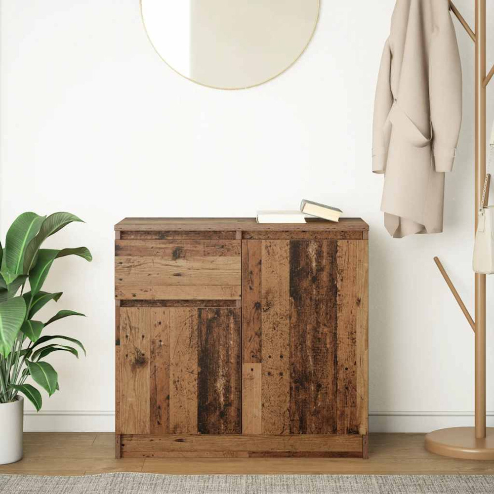 vidaXL 2 Door Single Drawer Old Wood Sideboard Image 3