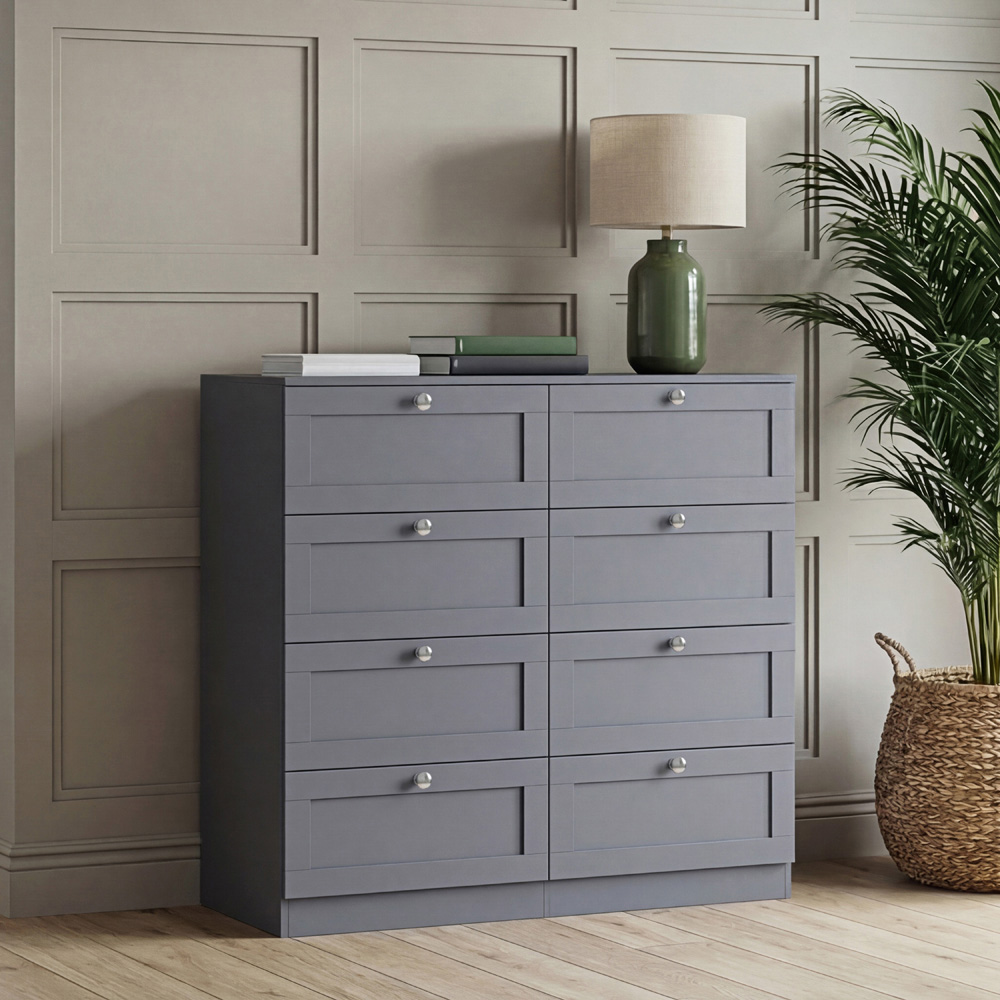 VIDA DESIGNS Altino 8 Drawer Grey Shaker-Style Chest of Drawers Image 3