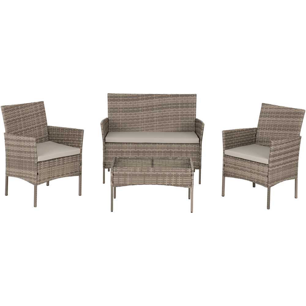 Seconique Willow 4 Seater Grey Fabric Rattan Clear Glass Garden Set Image 3