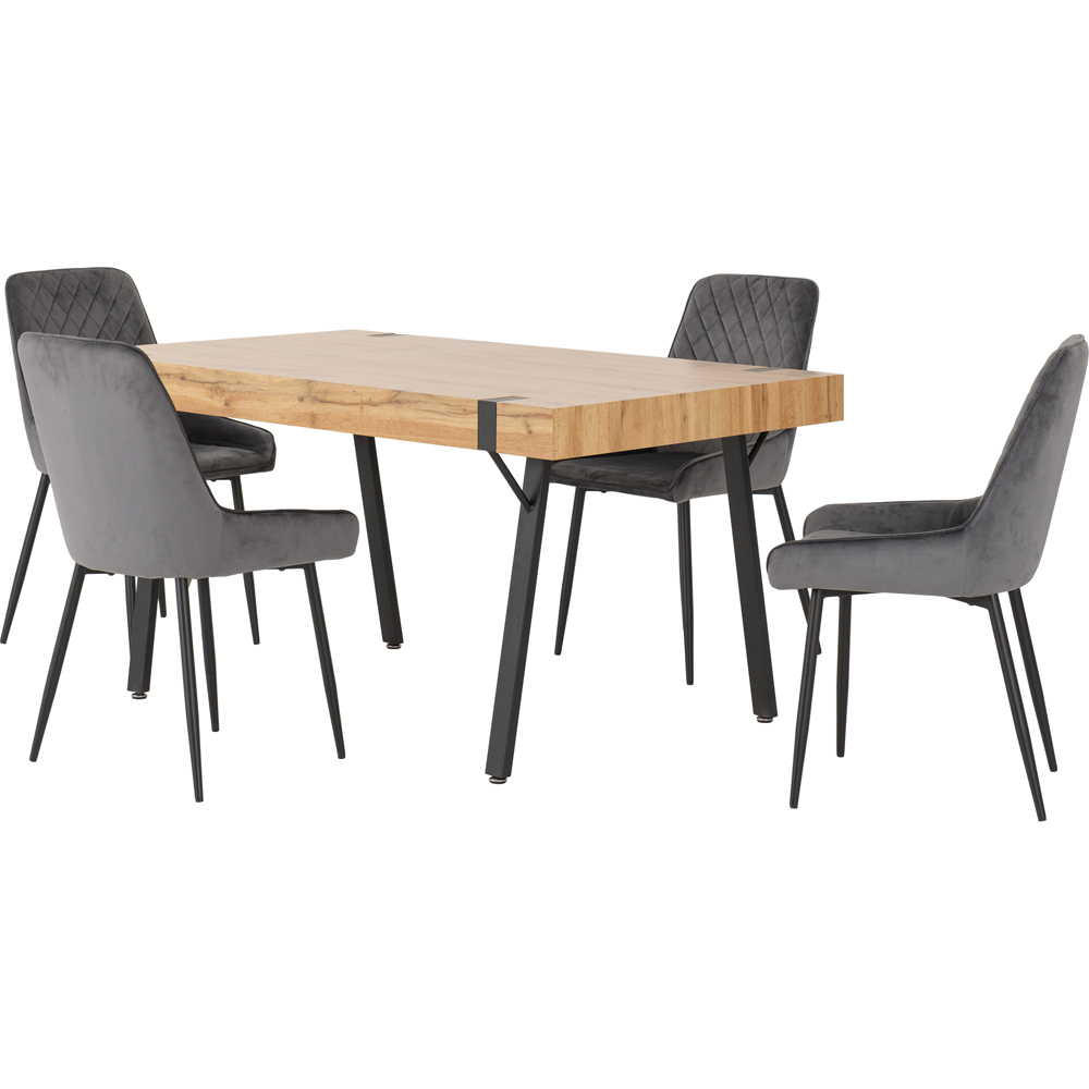 Seconique Treviso 4 Seater Dining Set Light Oak and Grey Image 2