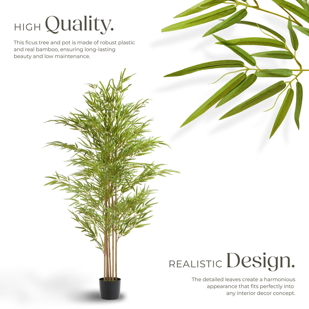 tectake Artificial Bamboo Plant in Pot 180cm Image 3