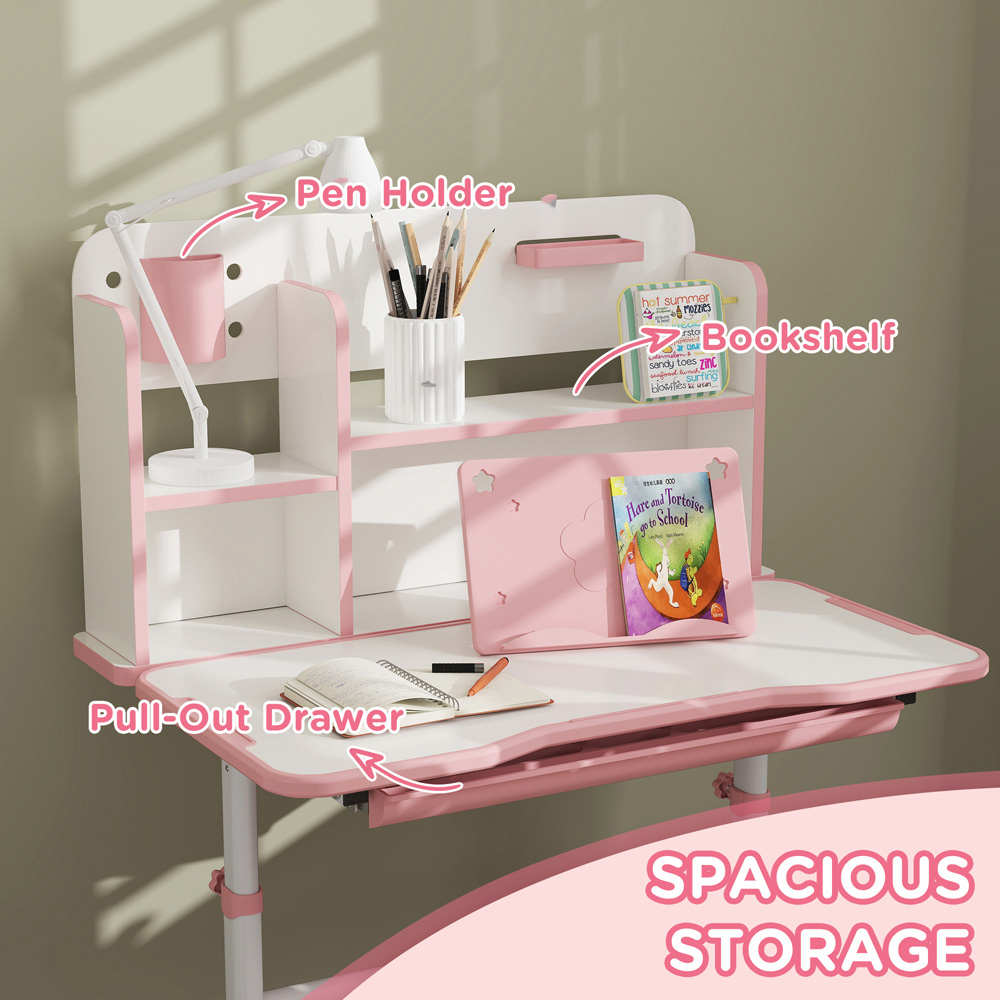 AIYAPLAY Pink Kids Tiltable Desk and Chair Set Image 6