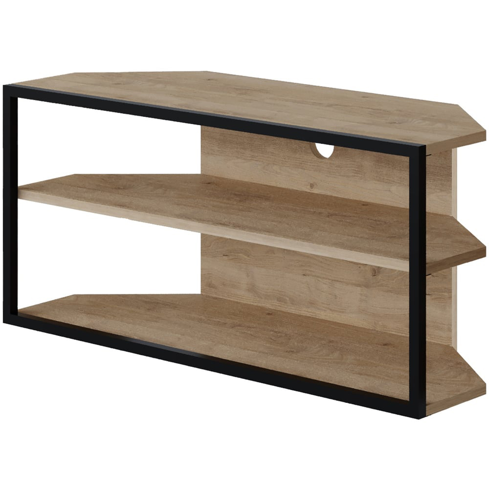 Decortie Echo 2 Shelf Oak Metal Frame Modern TV Unit Image 2