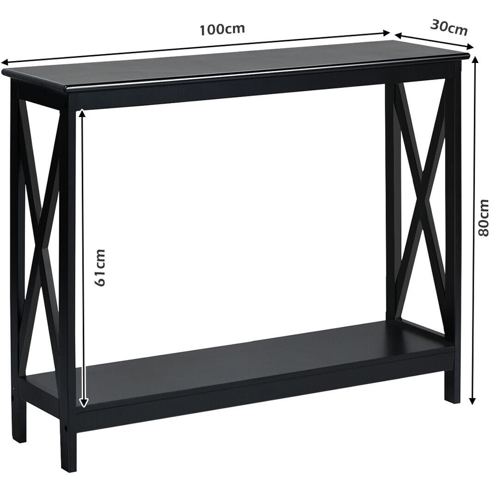 Costway Single Shelf Black Wooden Console Table Image 6