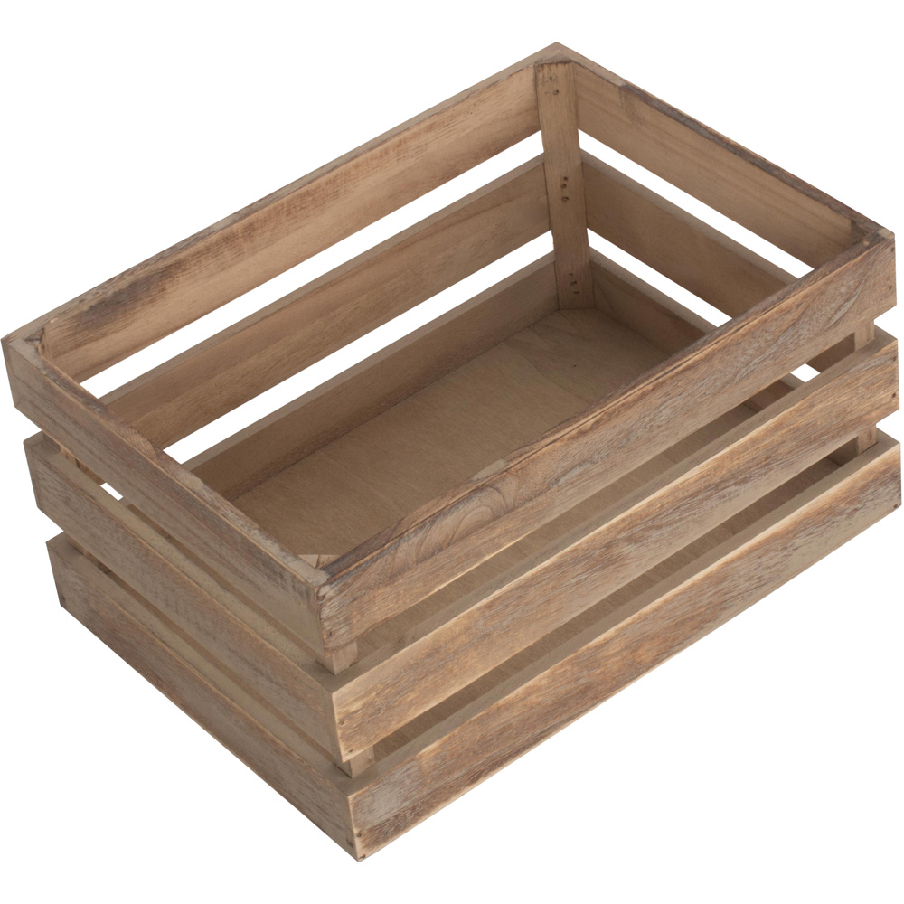 Red Hamper Medium Oak Effect Wooden Storage Crate Image 3