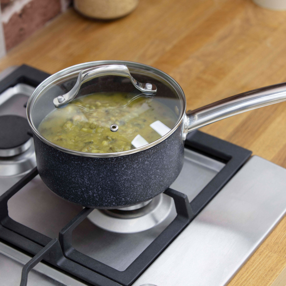 Tower TruStone 3 Piece Black Forged Aluminium Non-Stick Saucepan Set Image 6