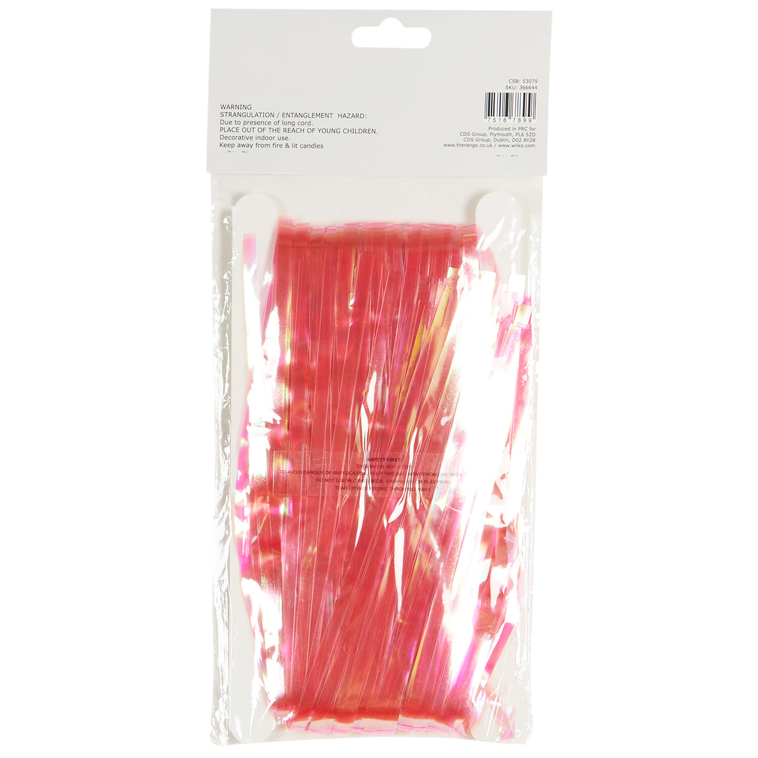 Pastel Party Tinsel Curtain - Red and Pink Image 2
