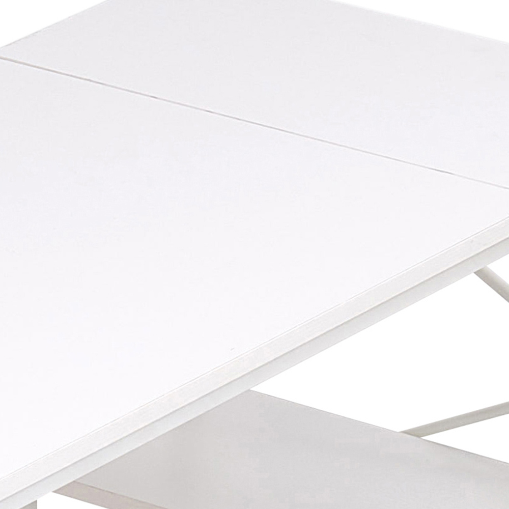 Living and Home 2 Shelf White L-Shaped Office Desk with Storage Bag Image 7