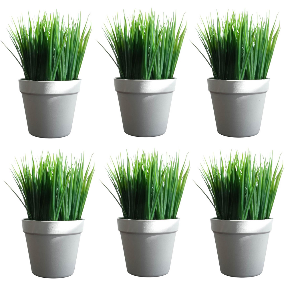 Leaf Green Grass Artificial Plant Pot 22cm 6 Pack Image 1