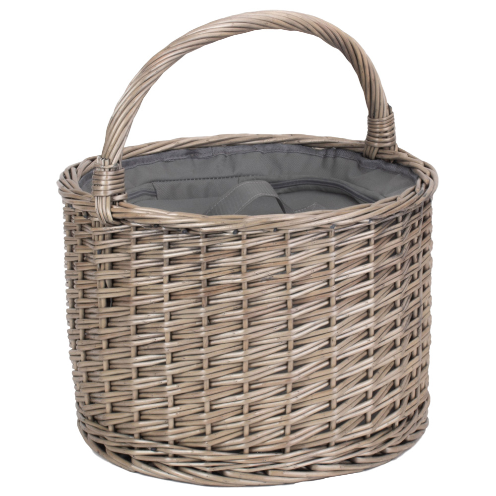 Red Hamper Grey Chiller Wicker Round Picnic Basket Image 1
