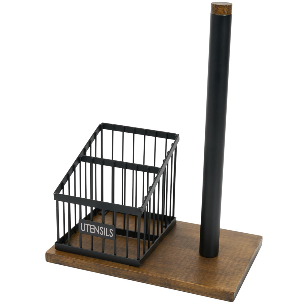 2-in-1 Kitchen Roll and Utensil Holder Black Image 4