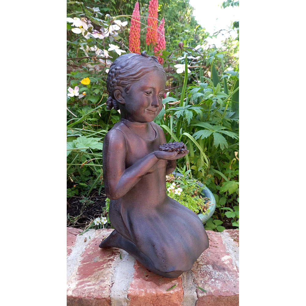 Inspirational Gifting Girl with Flower Polystone Resin Garden Ornament Image 2