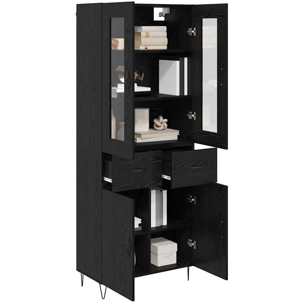 vidaXL 4 Door 2 Drawer Black Oak Sideboard Image 3