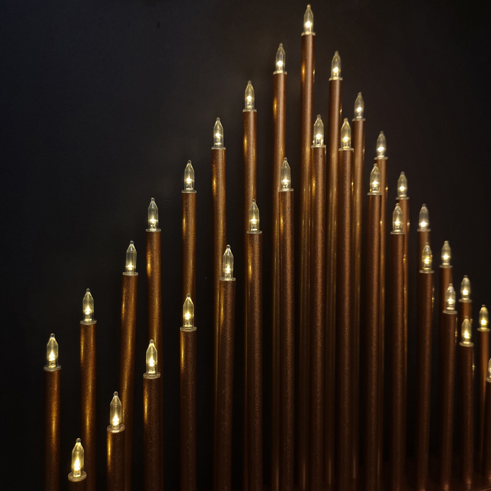 Premier 33 Warm White LED Rose Gold Light Up Christmas Candle Bridge 34cm Image 3