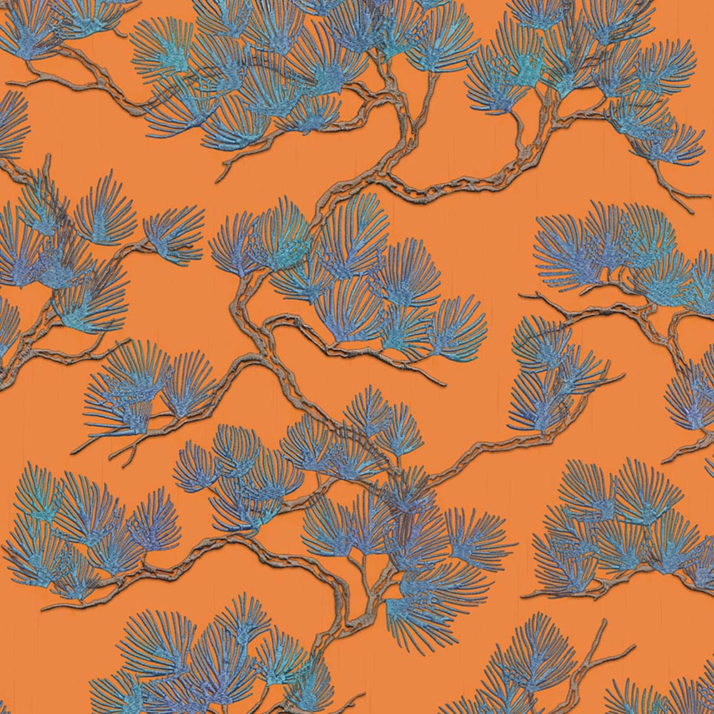 Design ID Pine Tree Orange and Blue Wallpaper Image 1