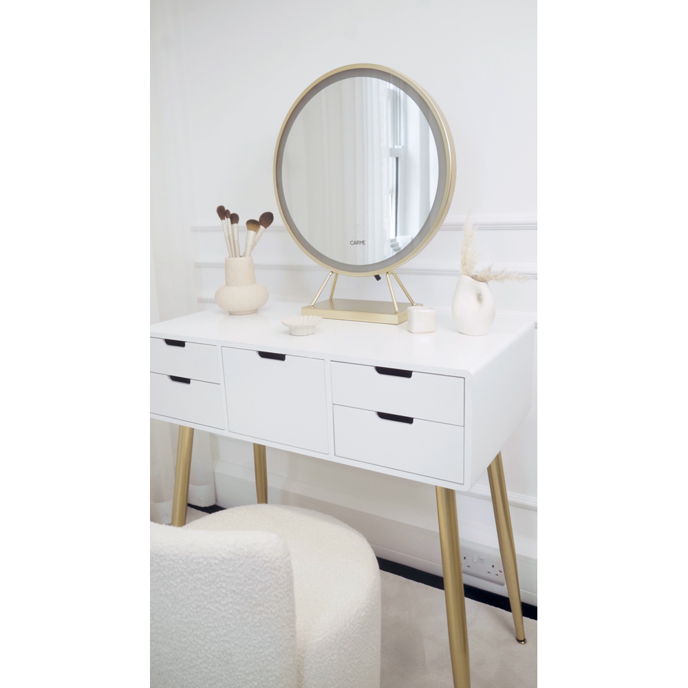 CARME Home Gabriella White and Gold Dressing Table Image 7