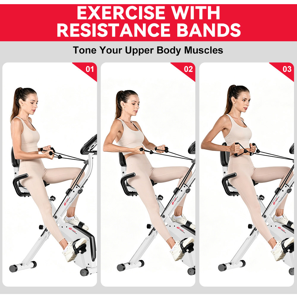 Rattrix White Magnetic Resistance Foldable Exercise Bike Image 7