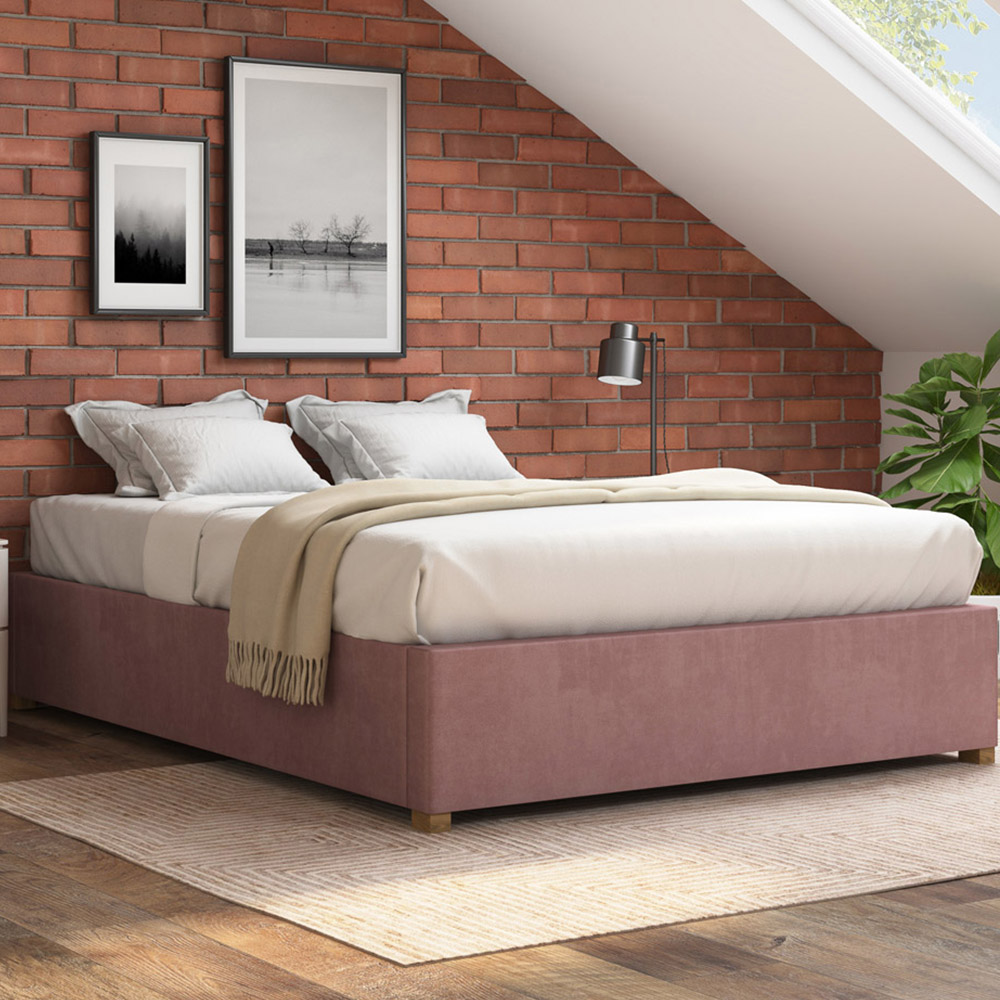 Aspire Furniture Double Blush Plush Platform Ottoman Bed Image 1