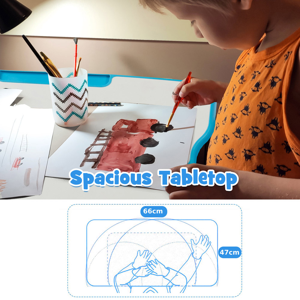 Costway Adjustable Blue Kids Study Table and Chair Set Image 7