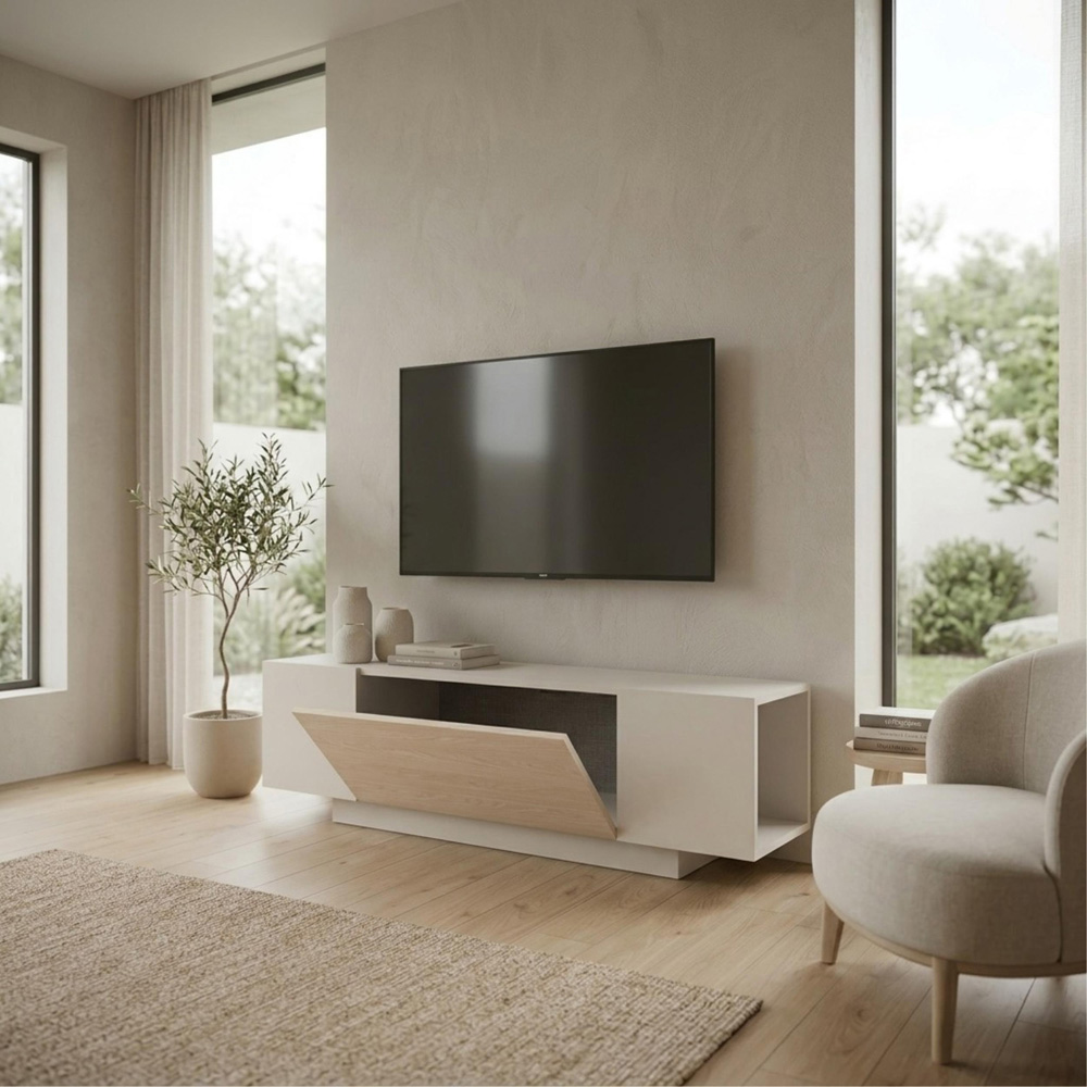 Decortie Victor Single Flip Down Door Sandstone TV Unit Image 5