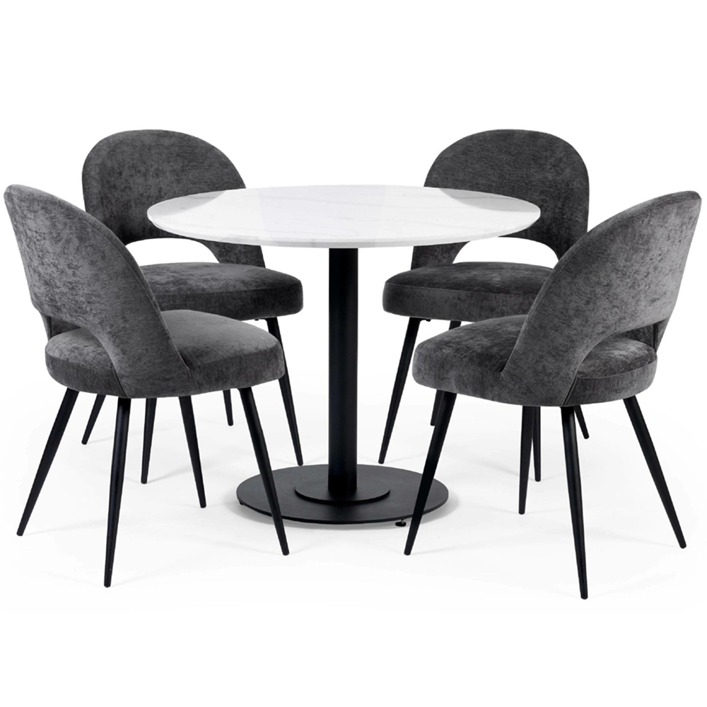 Julian Bowen Luca 4 Seater Marble-Effect Round Dining Table White Image 3