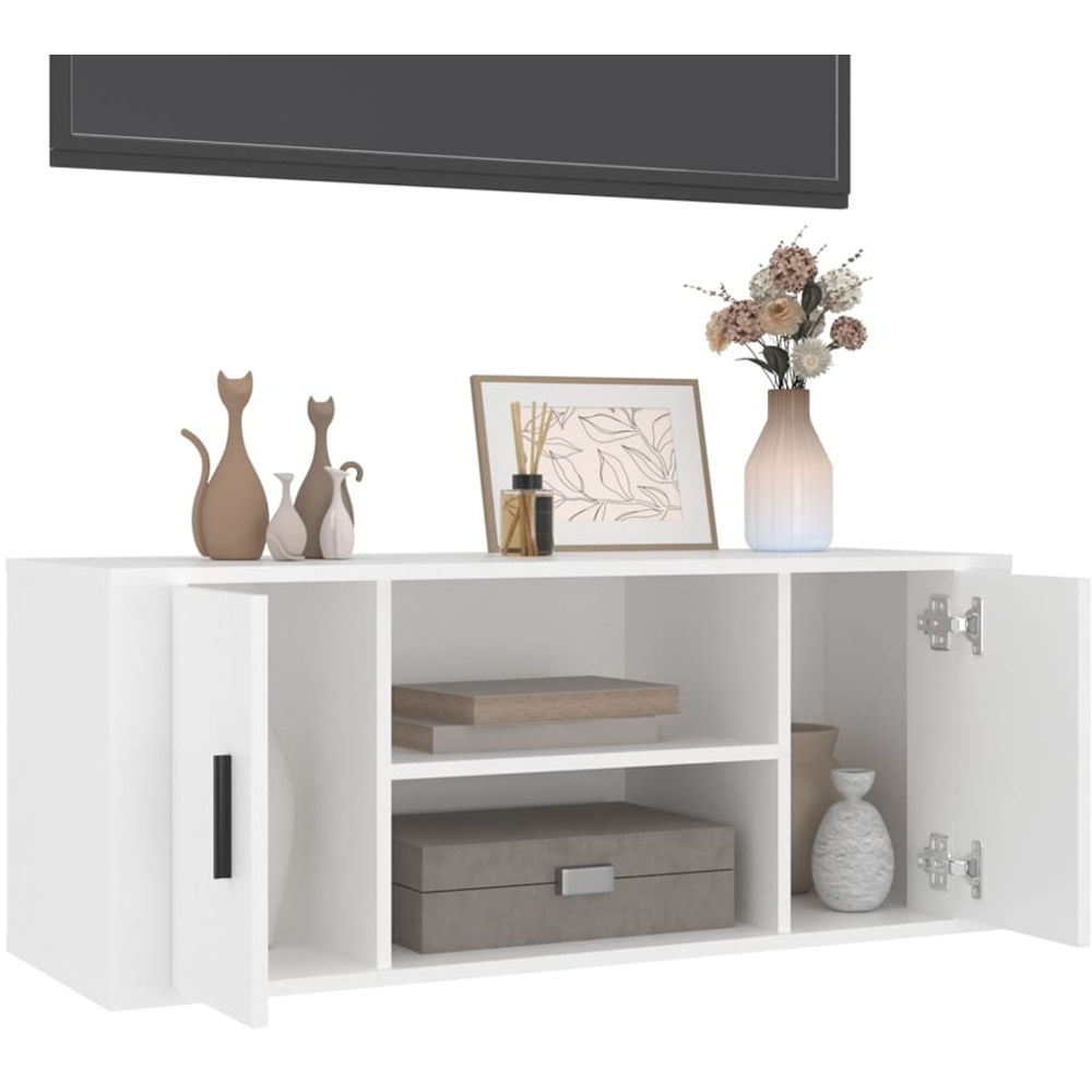 vidaXL 2 Door 2 Shelf White TV Cabinet Image 4