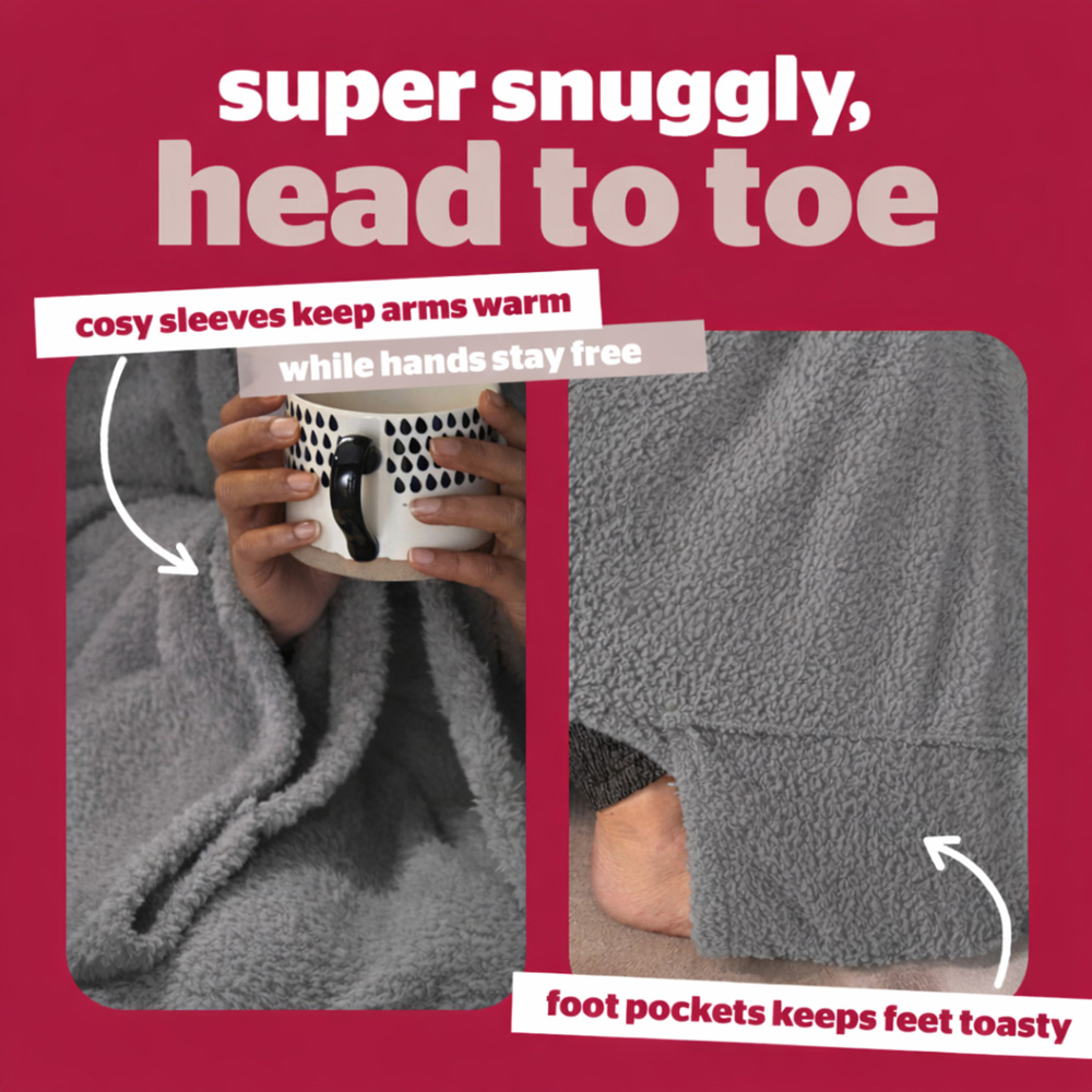 Silentnight Snugsie Sleeved Blanket  - Silver Image 4