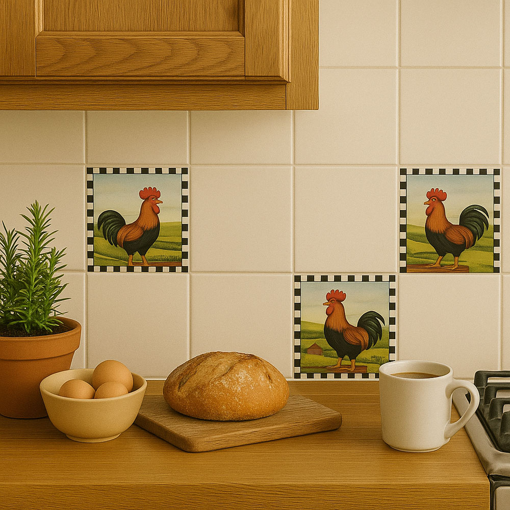 Avilo Rooster Self-Adhesive Waterproof Vinyl Tile Sticker 24 Pack Image 7