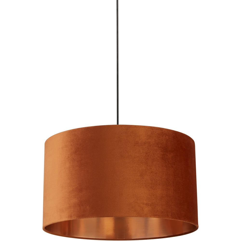 Lighting Collection Burnt Orange Copper Inner Velvet Drum Shade 50cm Image 1