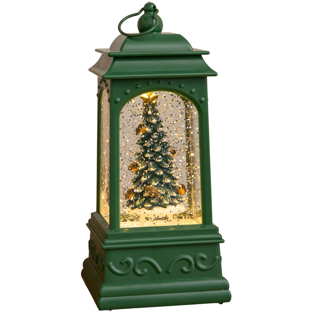 Samuel Alexander Warm White LED Green Christmas Tree Water Spinner Lantern 21cm Image 1