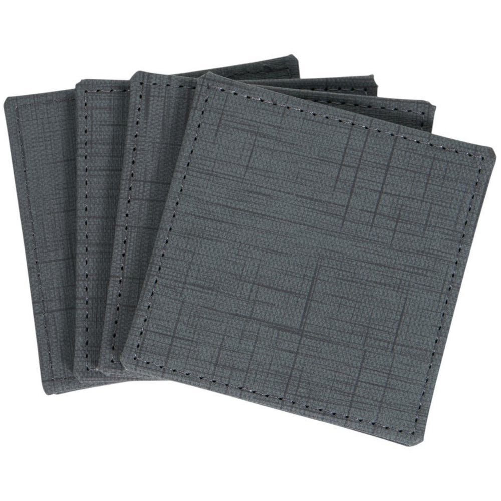 Set of 4 Square Faux Leather Coasters Charcoal Image 2