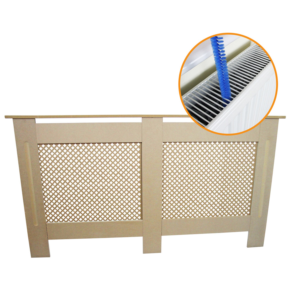 Monster Shop MDF Natural Diamond Grill Radiator Cover 152cm Image 2