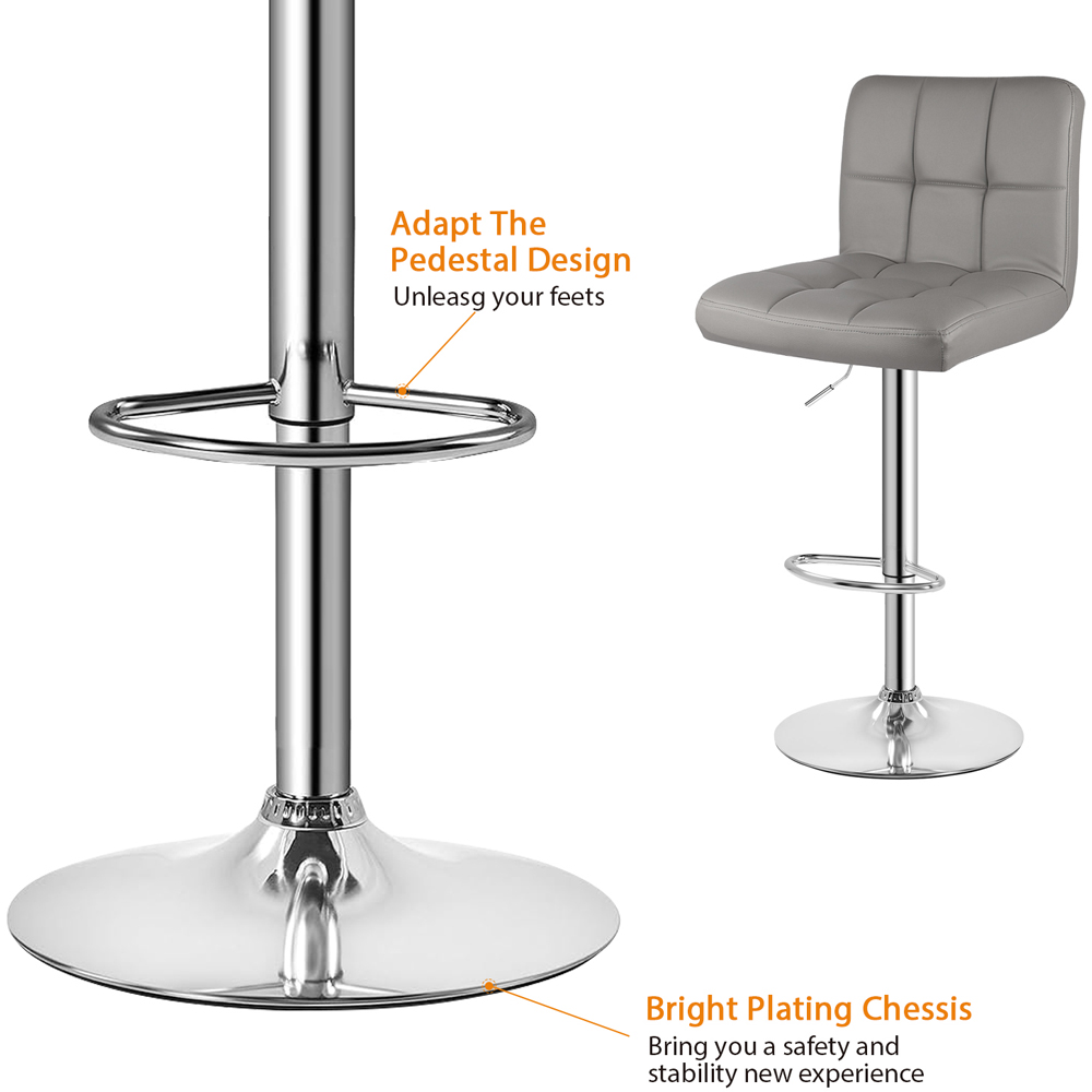 Rattrix Set of 2 Grey Leather Height Adjustable Swivel Bar Stools Image 6