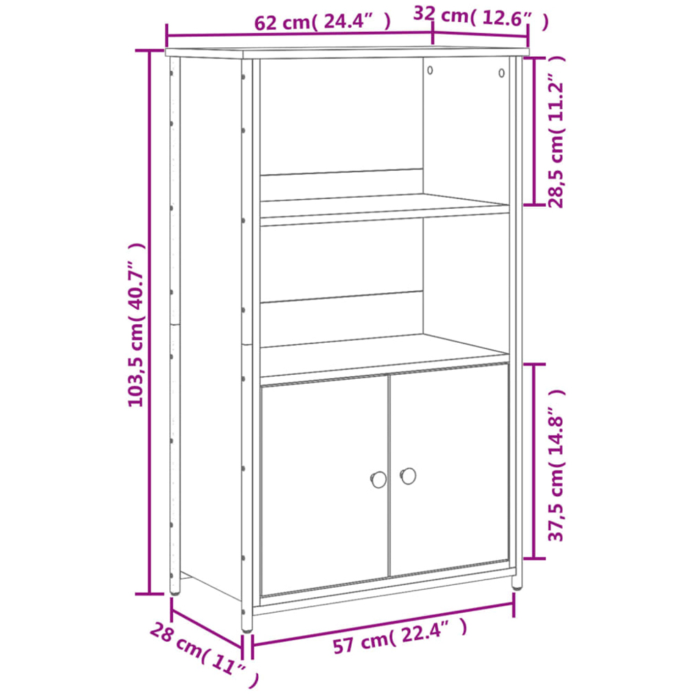 vidaXL 2 Door 2 Shelf Grey Sonoma Highboard Image 9