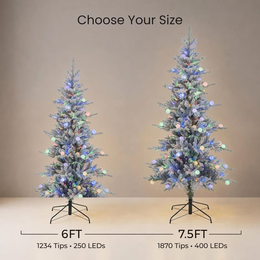 Festive Christmas Aurora Multicolour Pre-Lit Winter Glow Flocked Artificial Xmas Tree 7.5ft Image 7