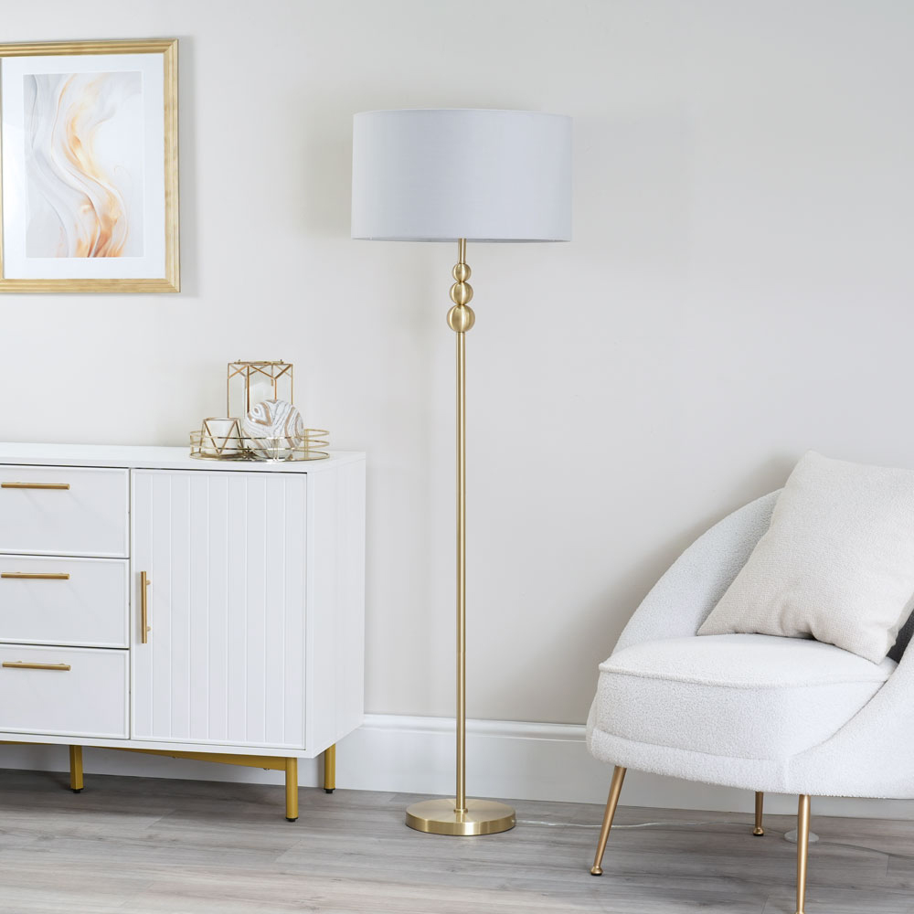 ValueLights Marissa Grey Shade Gold Ball LED Floor Lamp Image 5