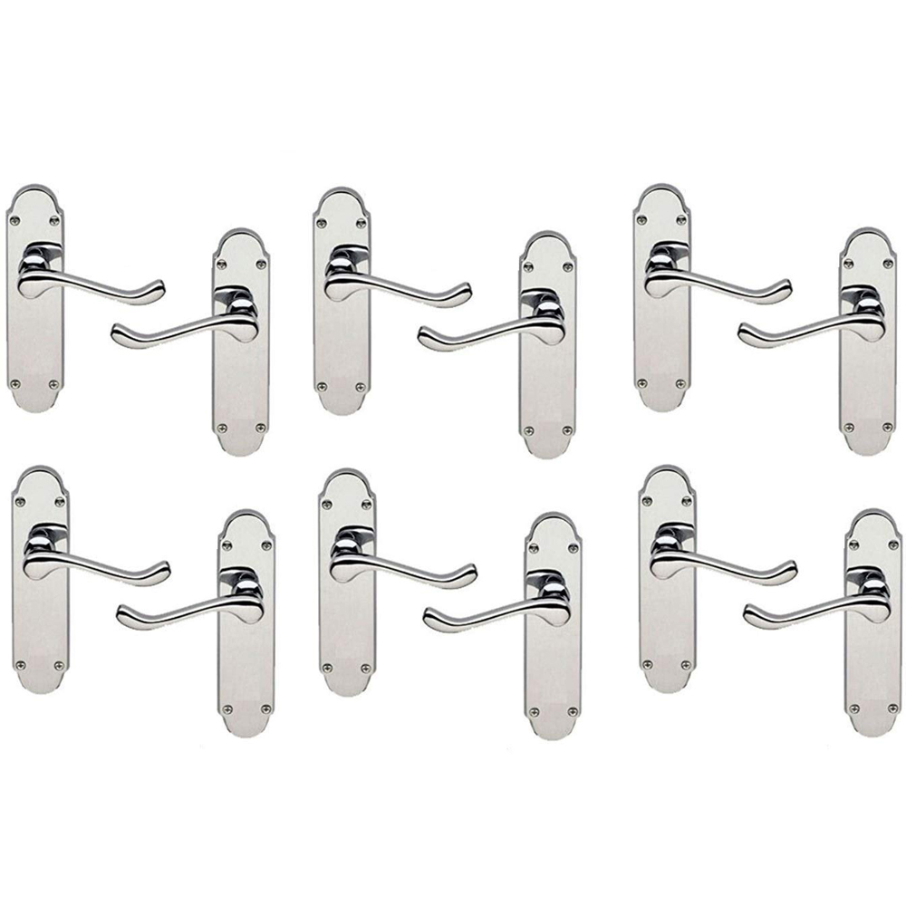 Golden Grace Polished Chrome Victorian Epsom Lever Latch Door Handle Pair 168 x 40mm 6 Pack Image 1