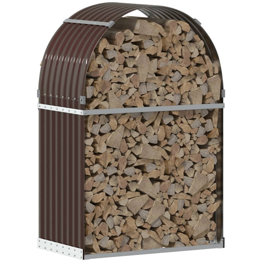 vidaXL Brown Galvanised Steel Firewood Log Holder 120 x 80 x 45cm Image 2