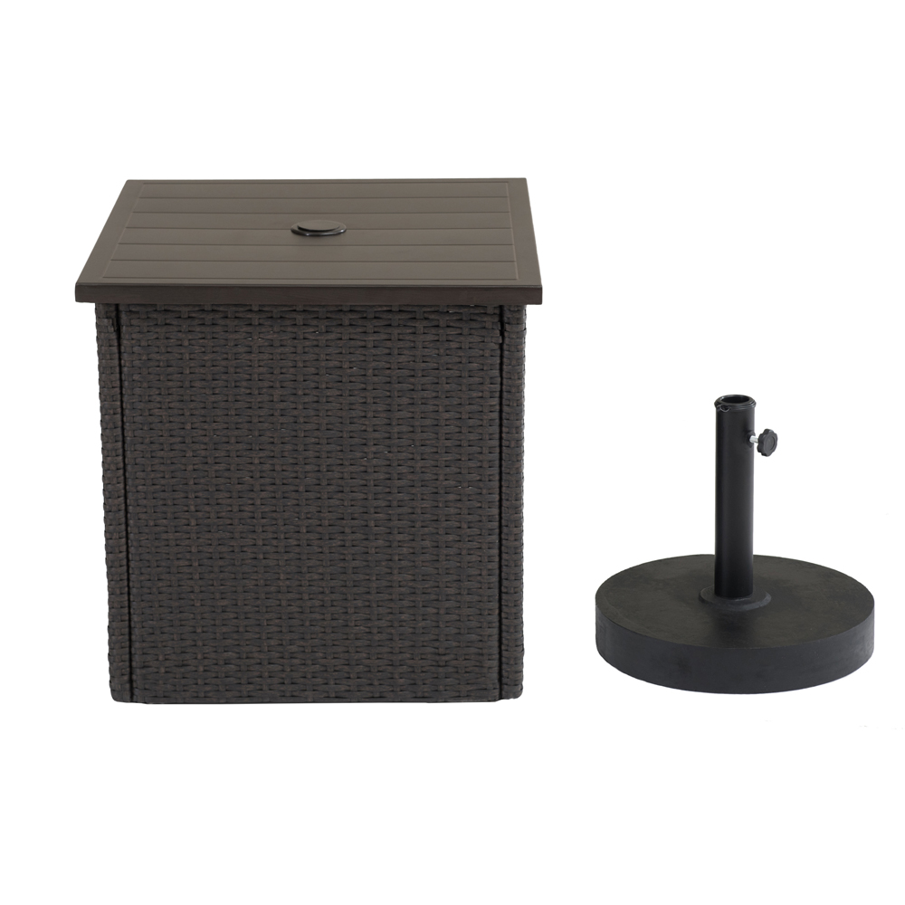Sunjoy Brown Combination Umbrella Stand and Side Table Set Image 2